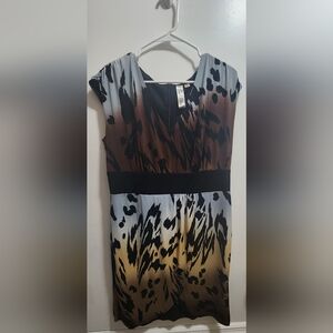 Emma & Michele Ombre Animal-Print Midi Dress in Black, Brown & Cream